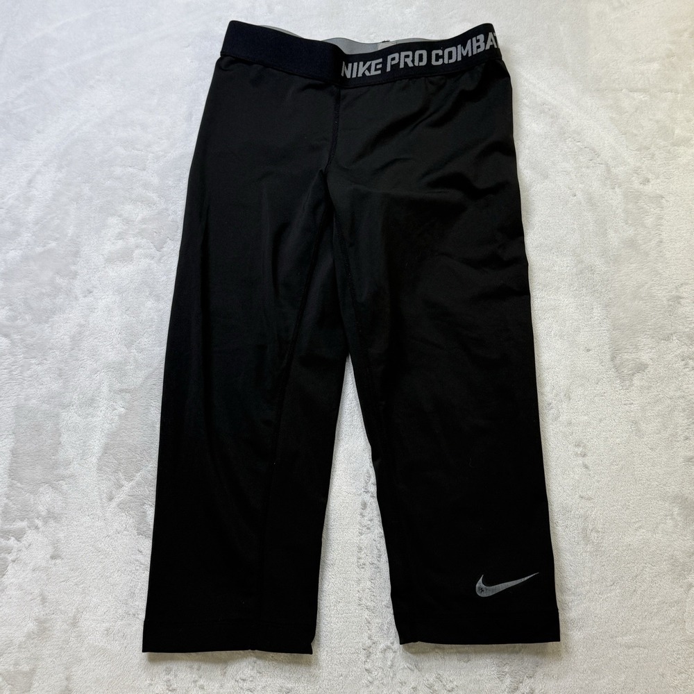 Nike Pro‎ Combat Capri Leggings Womens S Black Dri Fit Compression